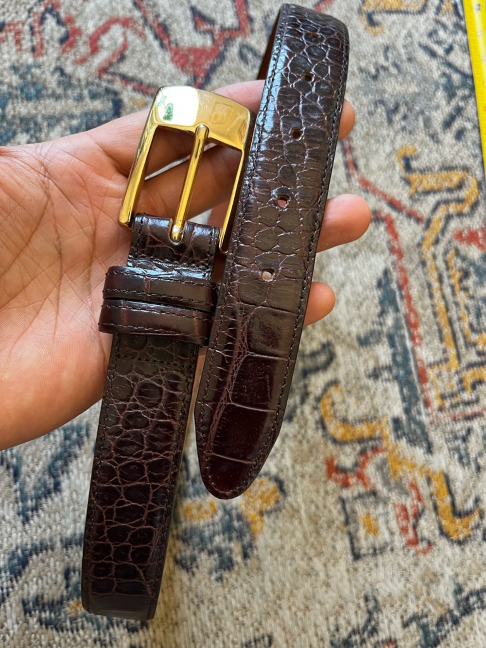 Joan & David Tan Leather Logo Belt